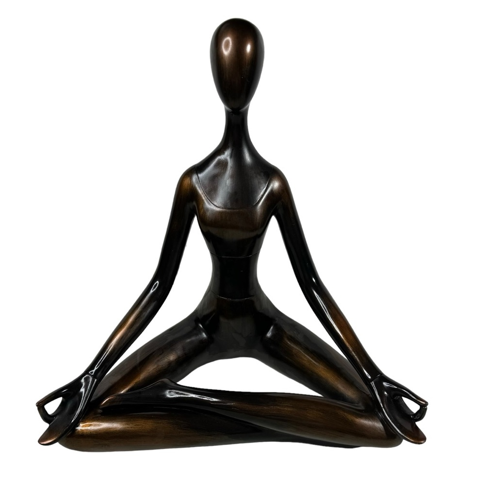 Women sculpture Figurine Meditating Yoga Pose bronze jet black